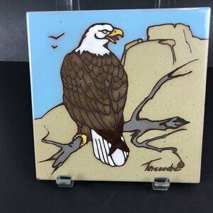 Cleo Teissedre Signed 6" x 6" eagle tile